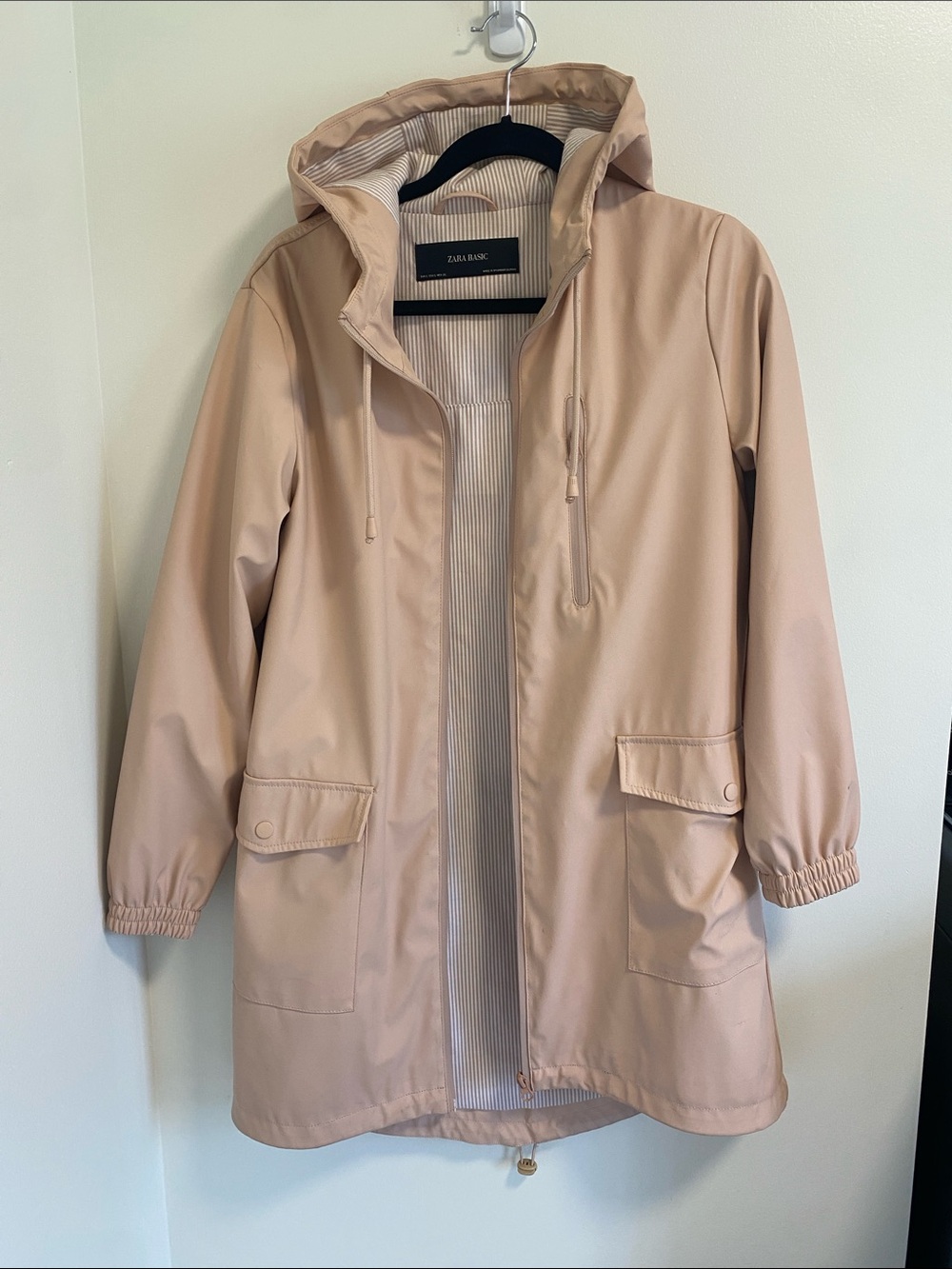 Zara Light Blush Hooded Rain Coat